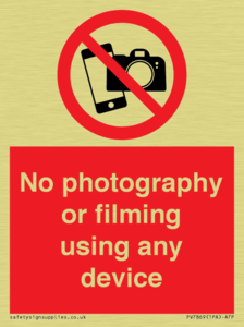 No photography or filming using any device